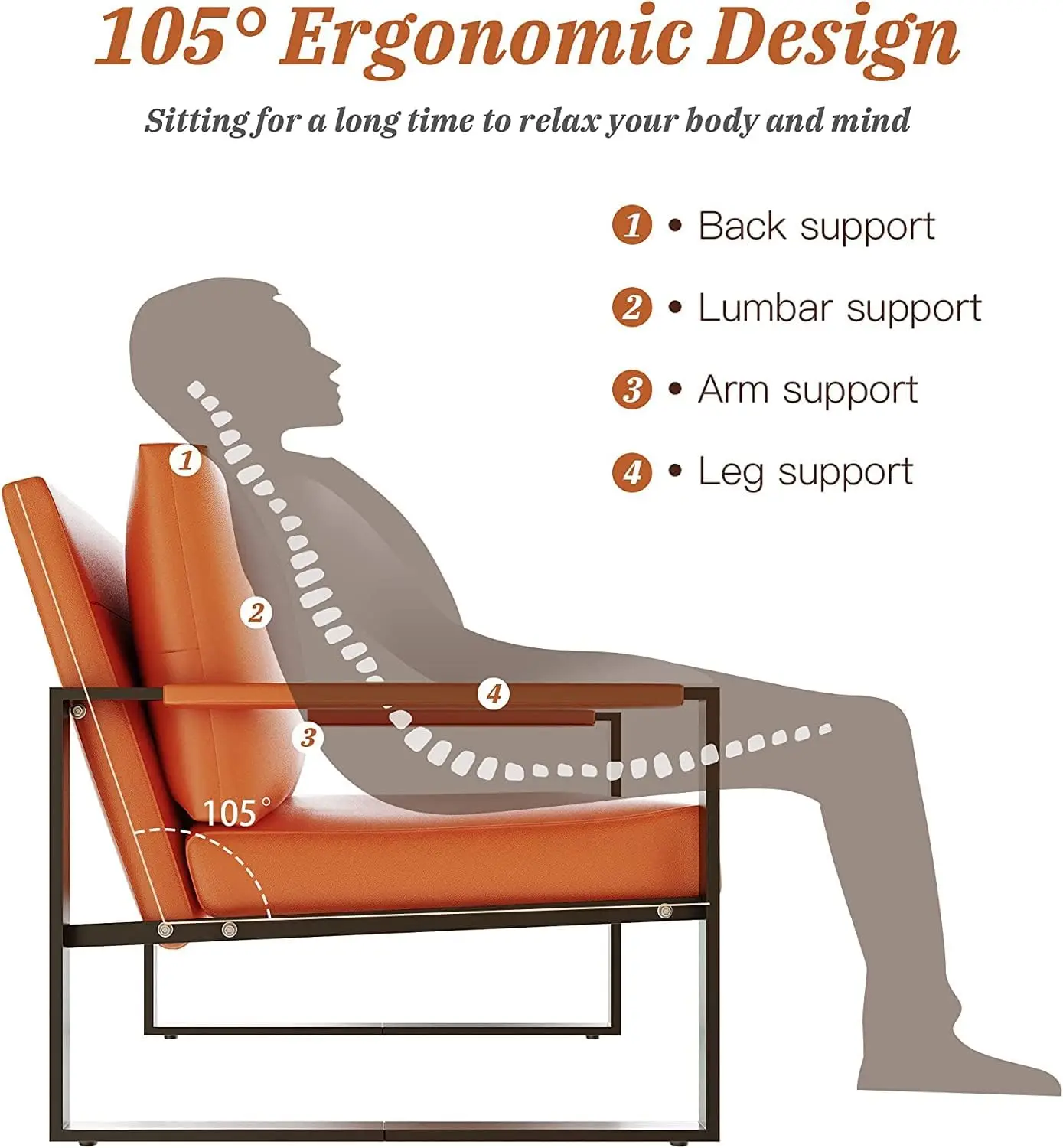 Mid-Century Retro Modern Living Room Sofa Set with Loveseat and Accent Chair, Faux Leather Loveseat Sofa and Armchair Sofa Chair