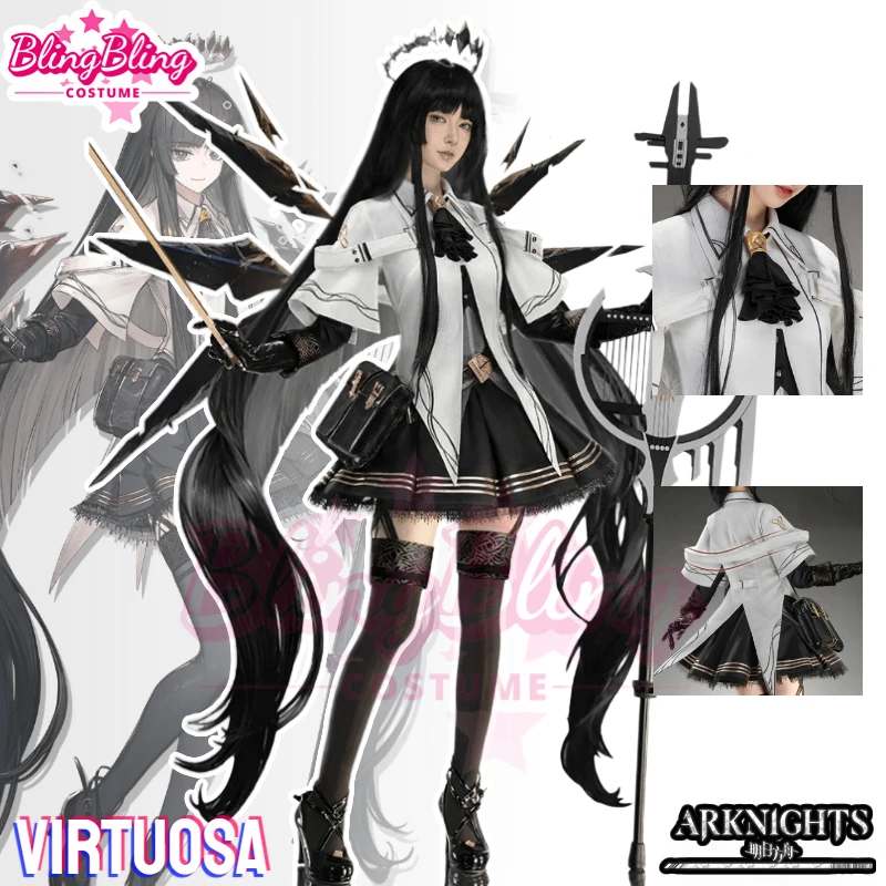 Arknights Virtuosa Cosplay Costume Gioco Arknights Cosplay Arturia Giallo Halloween Costume Virtuosa Dress Outfit Set Completo