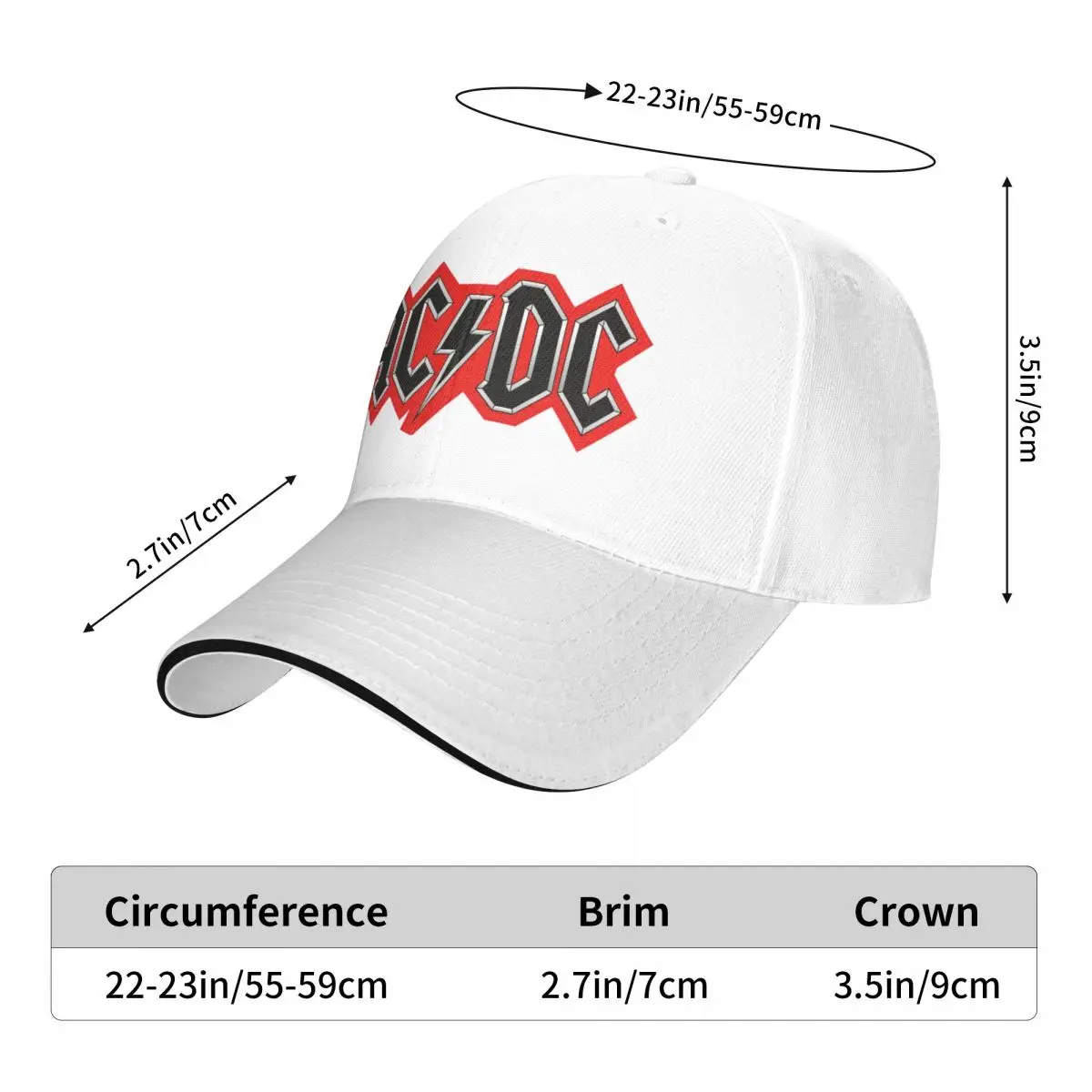 AC DC 중금속 모자, 조절식 힙합 모자, 여름 유니섹스 야구 모자, 맞춤형 다색, 캐주얼 패션