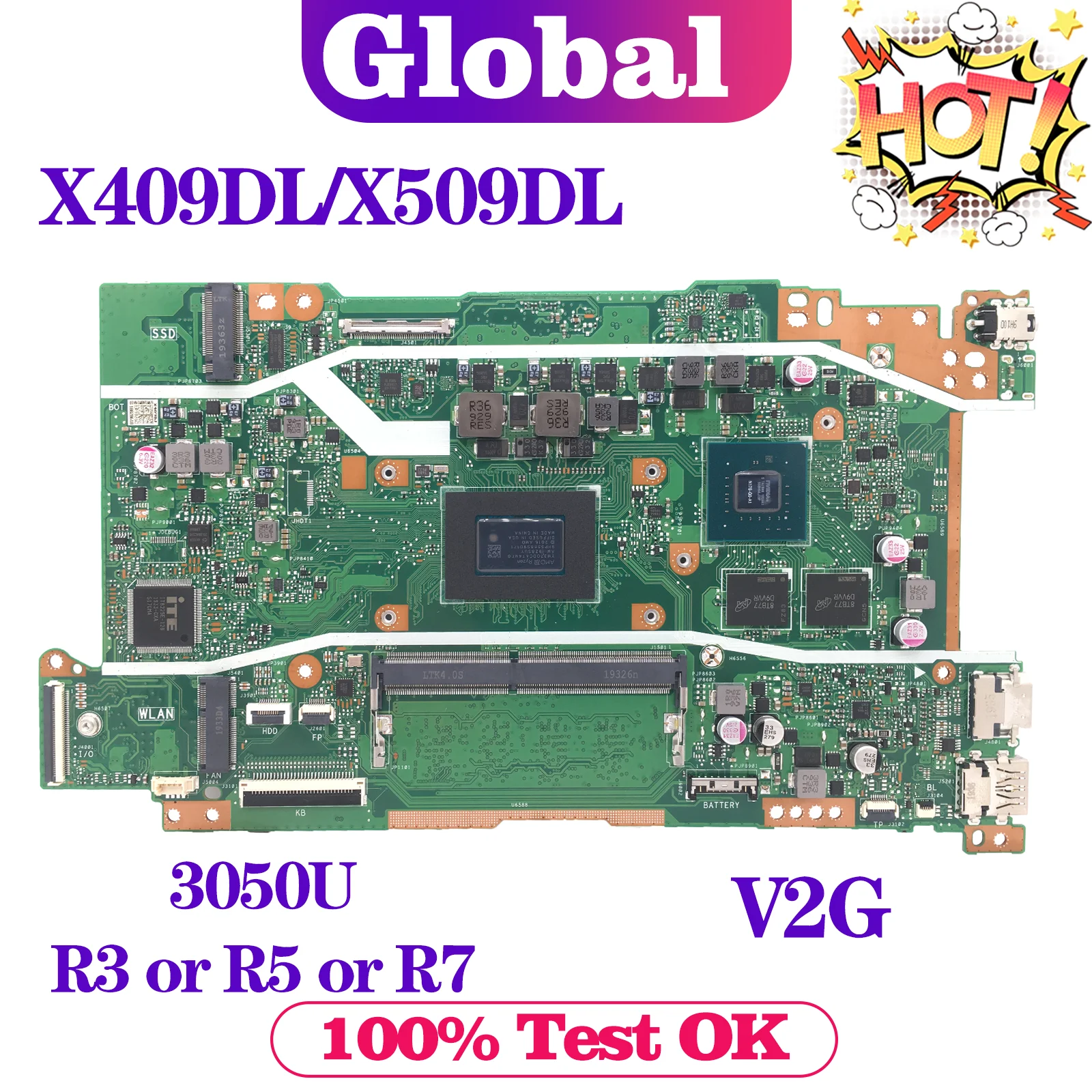 

X509DA Laptop Motherboard X509DL X509DJ P1510CDA X509DAP X409DL X409DA M409D M509D D409D D509D Y5200D FL8700DA X409DJ Mainboard