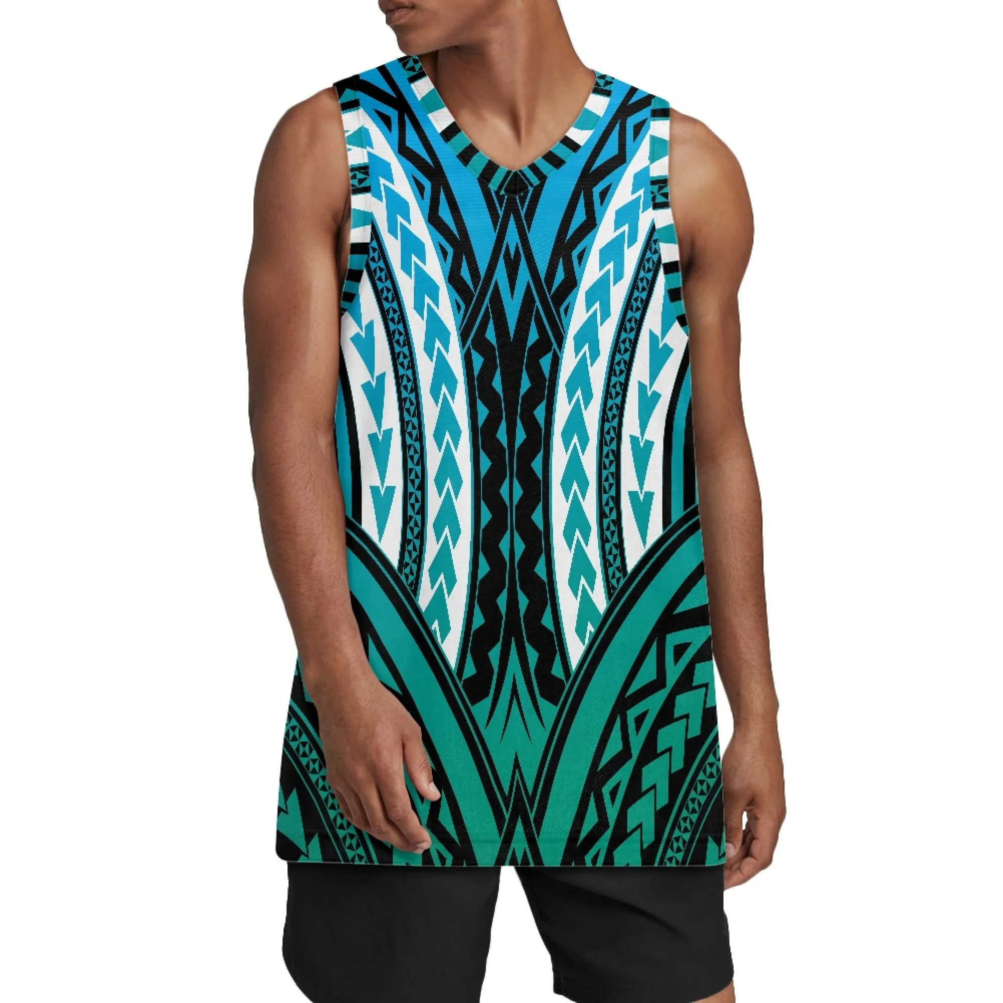

Basketball Jerseys Large Men Custom Fan Pattern Number Sports Jerseys Outdoor Training Basketball Jerseys Polynesian Style Print
