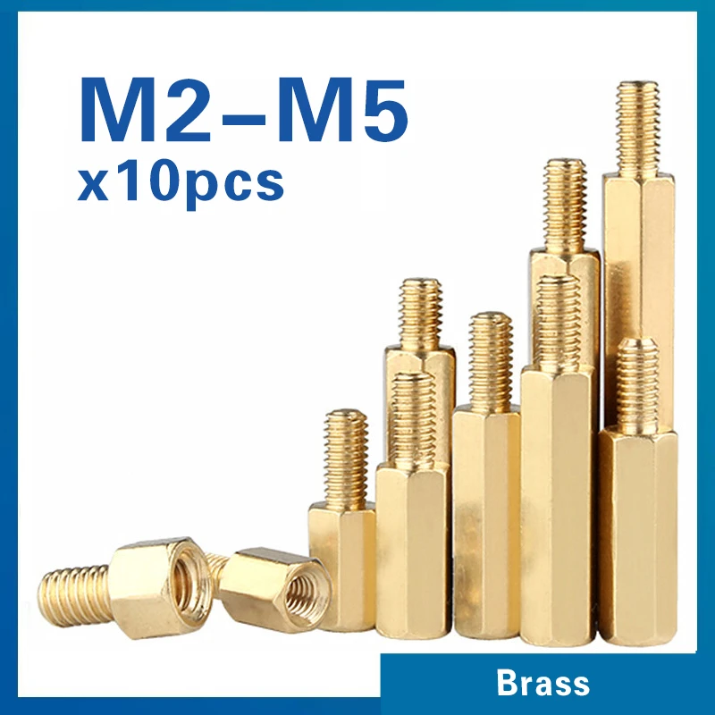 10pcs/lot M2 M2.5 M3 M4 M5 Hex Brass Spacing Screws Threaded Pillar PCB Computer PC Motherboard Hex Standoff