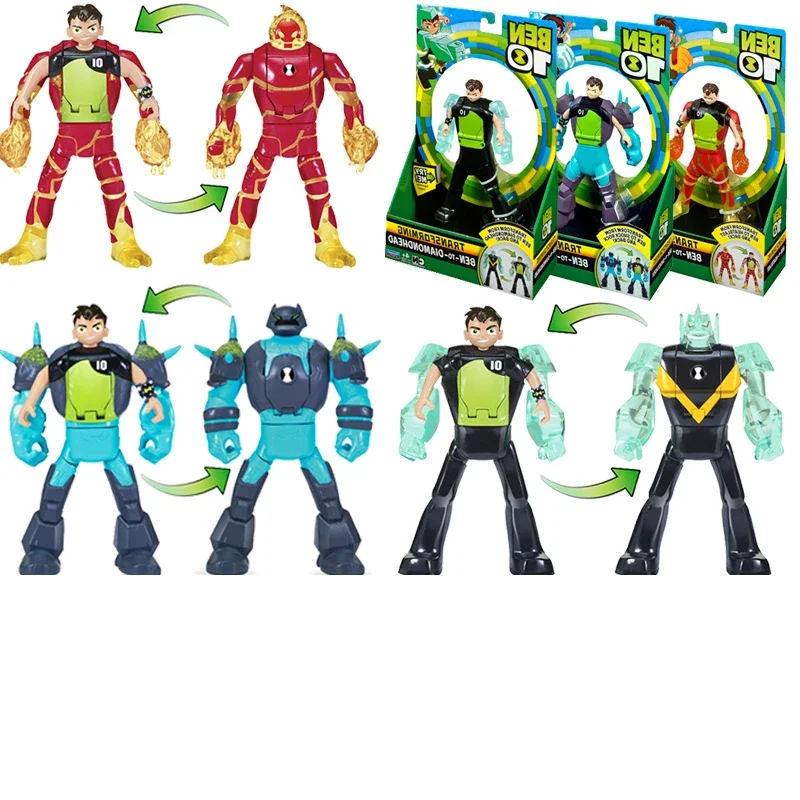 Genuine Ben10 Action Figures Omnitrix Headblast Diamondhead Ben Tennyson Giunti Mobili Pvc Model Toys Collection Decoration