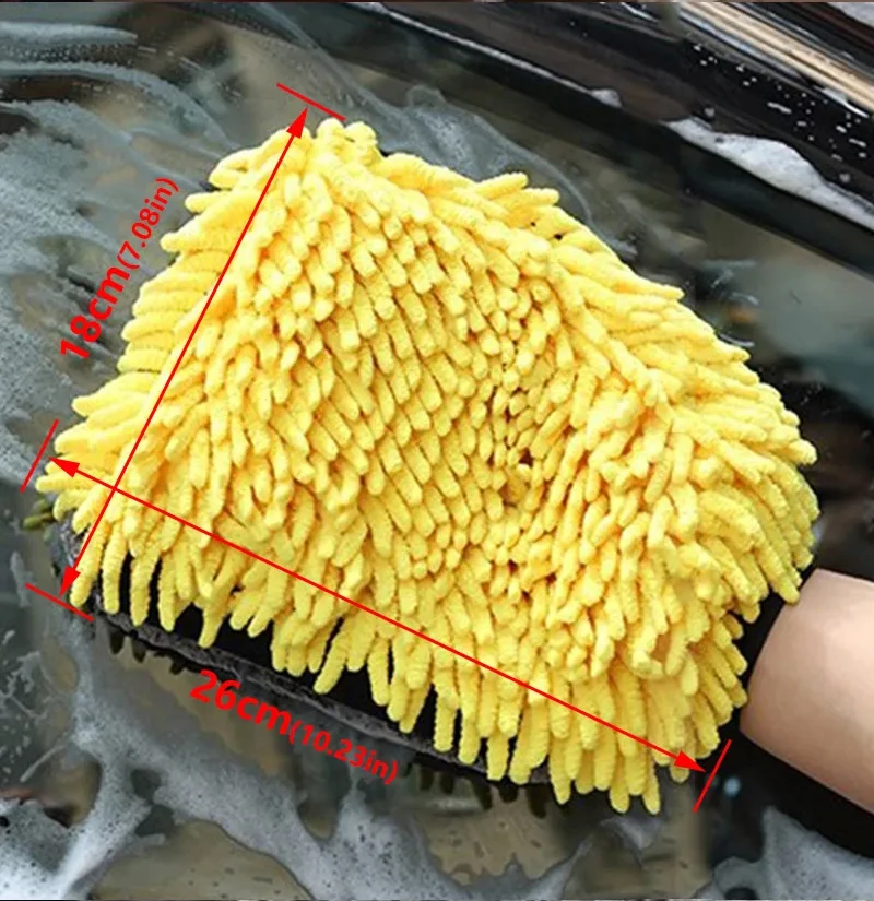 Premium-Mikrofaser-Waschhandschuh, wasserdichter Handschuh für die Autowäsche, weich, kratzfest, für die Autowäsche, multifunktionaler dicker Reinigungshandschuh – Detail 8
