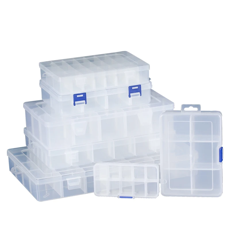 12Pcs Mini Boxes Square Transparent Plastic Box Jewelry Storage Case  Finishing Container Packaging Storage Box for Earrings Ring