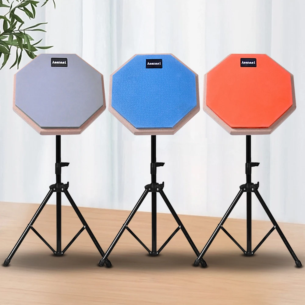 Rubber Wooden Drum Practice Pad with Adjustable Stand Snare Drum Practice Pad Shock‑Absorbent Training 8 Inch snare drum practice pad