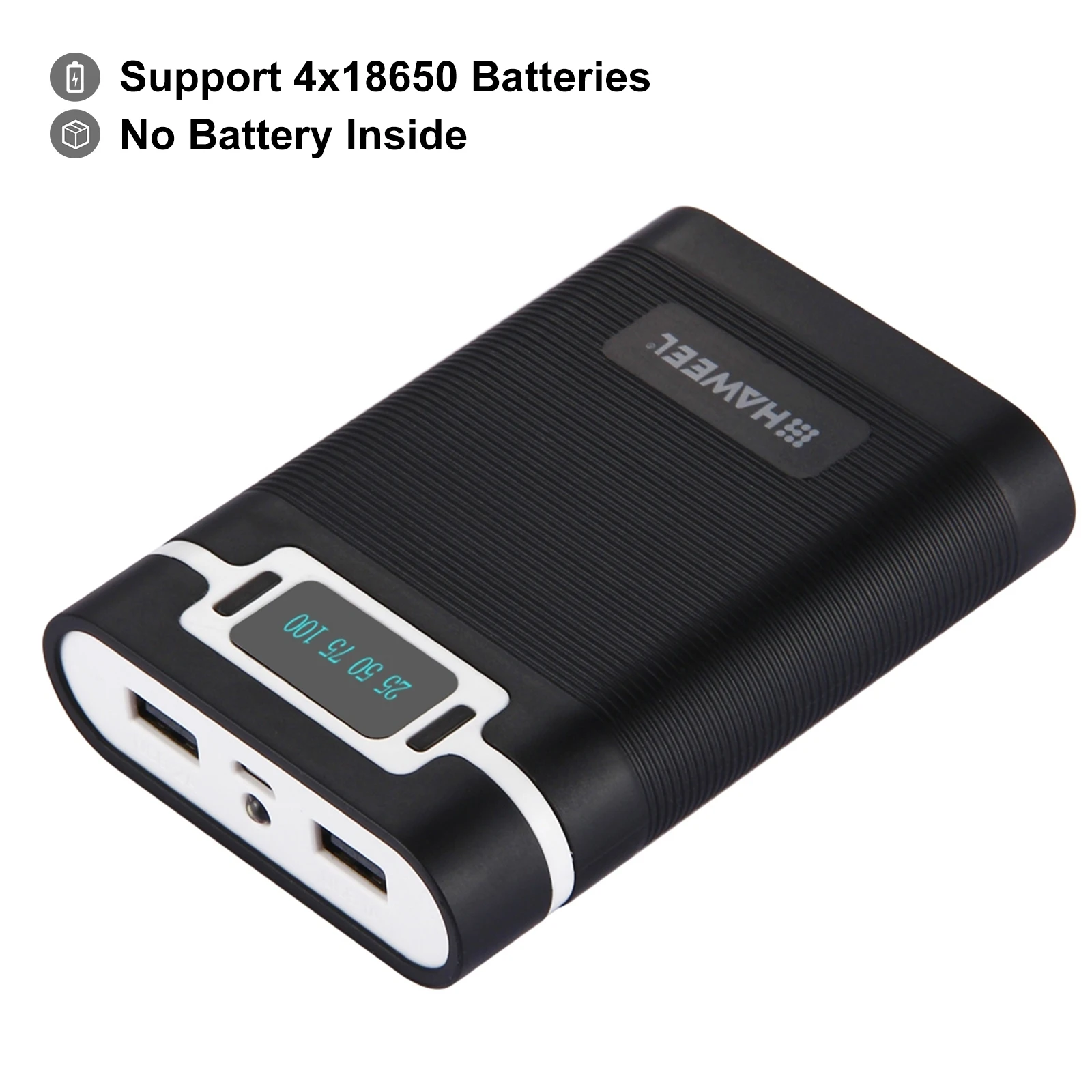 Battery storage box power bank case battery power bank box HAWEEL DIY 4 x 18650 battery (not included) 10000mAh with 2 x USB output & display for all smartphones