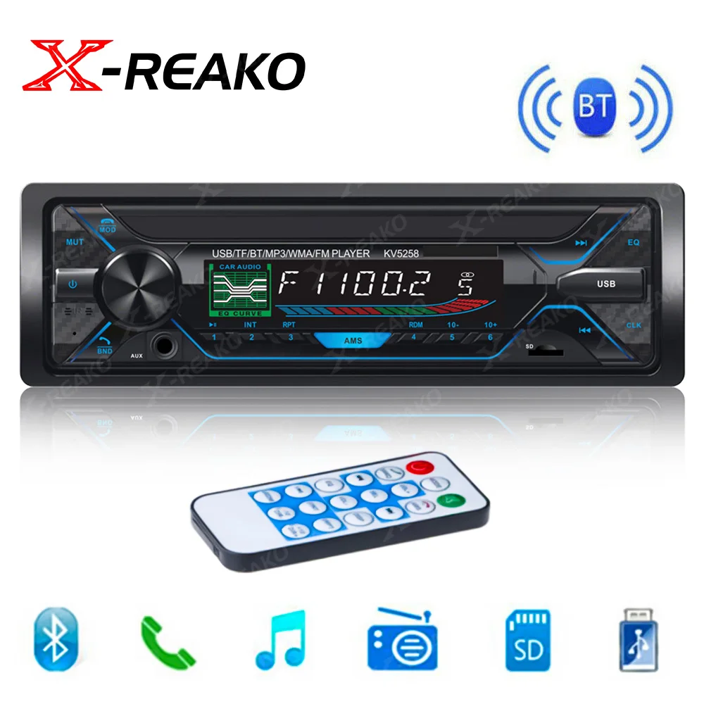 

X-REAKO Car Radio Stereo Receiver 1din FM Bluetooth MP3 Audio Player Cellphone Handfree Digital USB/TF With In Dash Aux Input