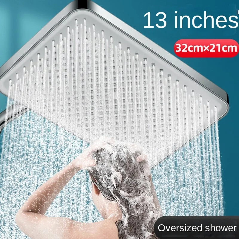 13 Inch Square Shower Top Showerhead shower head Bathroom Waterfall Pressurized Thickened Shower Head Three-Position Hand Spray Set
