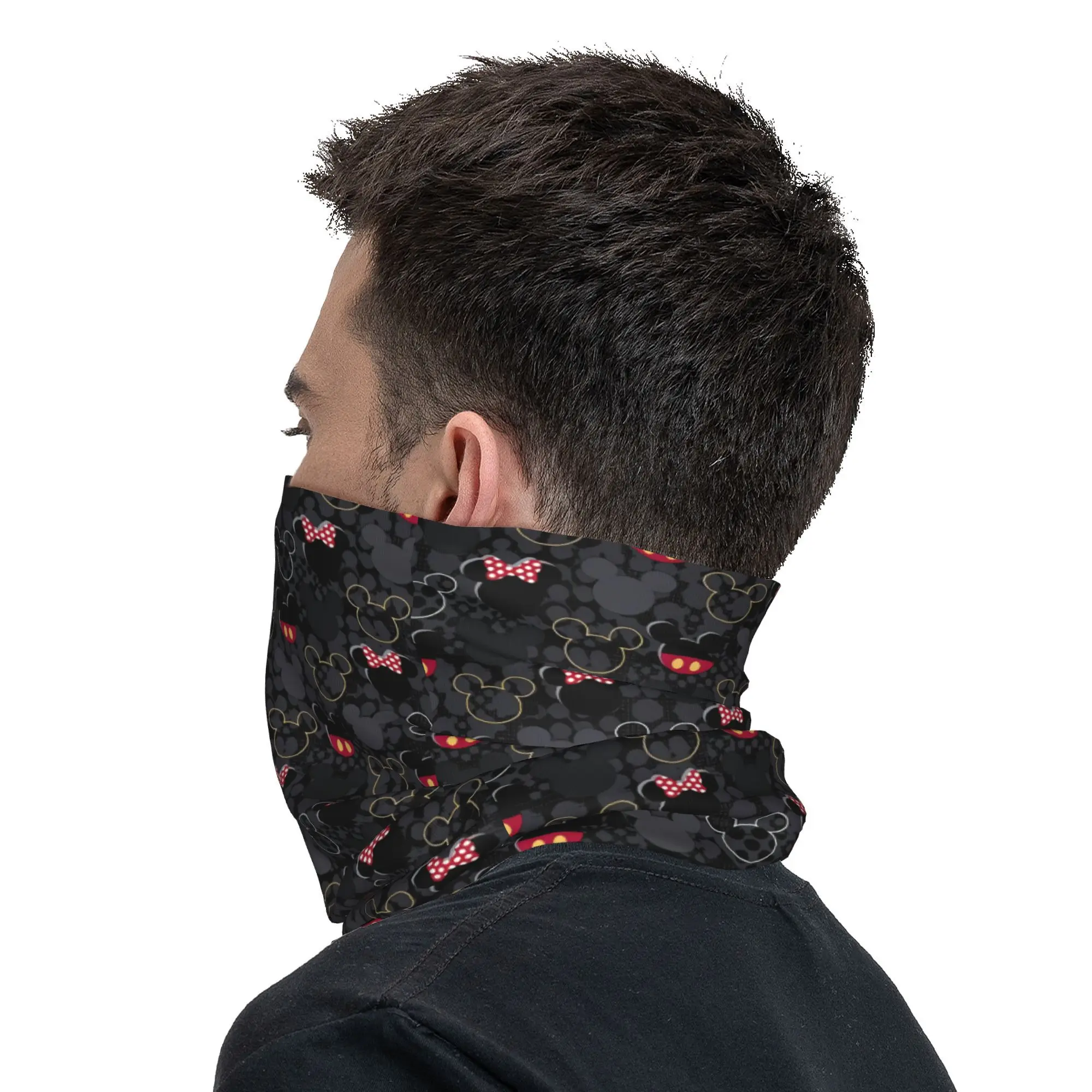 Mickey Mouse Art Cartoon Bandana Neck Gaiter Windproof Face Scarf Cover Women Men Headwear Tube Balaclava face mask neck gaiter multifunctional bandana