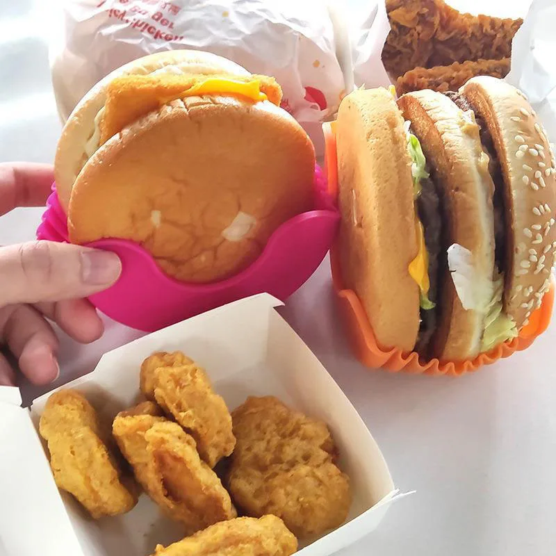 Reusable Burger Holder Hamburger Tools Fixed Rack Holder Silicone Shelf Storage Kitchen Accessories kitchen tools