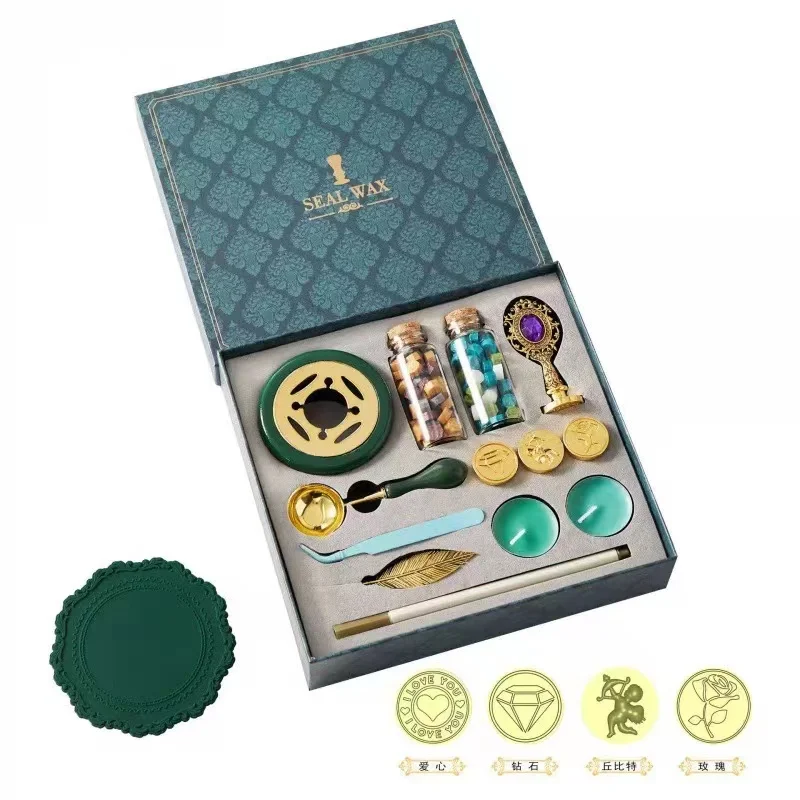 NEW Retro Christmas Stamp Head Wax Particle Set Creative Fire Paint Seal Handle Scoop for DIY Hand Account Envelope Decoration