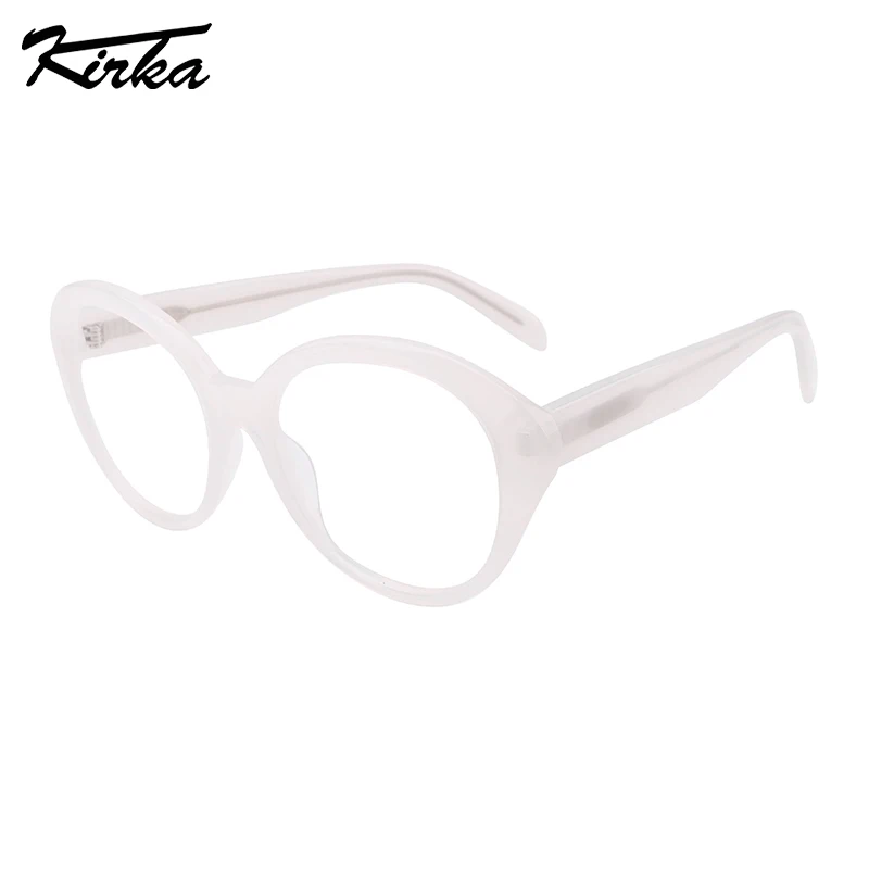 

Kirka Female Eyewear Acetate Oval Cat Eye Glasses Optical Prescription Glasses Thin Frame Crystal Colors Glasses WD1392