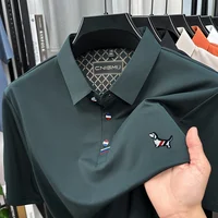 Polo à manches courtes pour hommes, qualité chaude, bouton à revers, broderie de chien, T-Shirt élégant et décontracté, vêtements d'affaires simples pour hommes, printemps 6