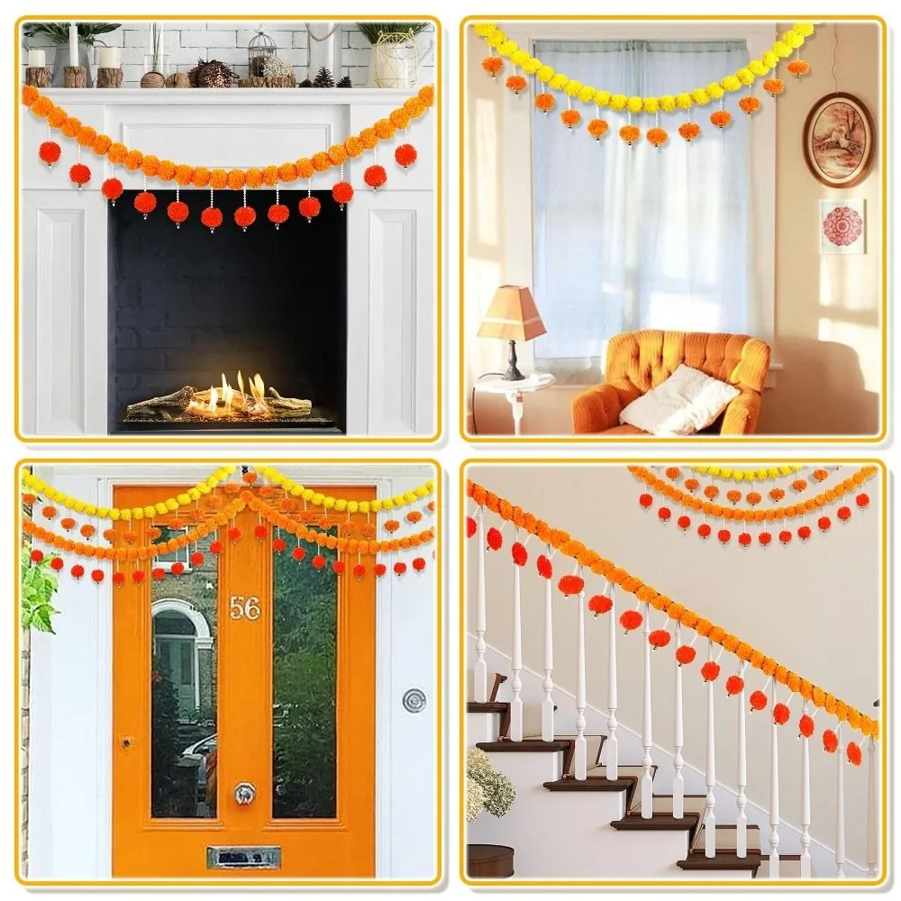 Künstliche Ringelblumengirlande mit langen Strängen ​ ​ Indian Décor Pooja Diwali Fiesta Pooja Ringelblumen ​ ​ Veranstaltungsdekor biegbar ​ ​ – Detail 8