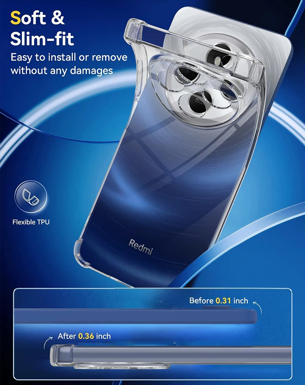 Shock Mat Shockproof Silicone Soft Case - Clear Ultra-Thin Protective Cover