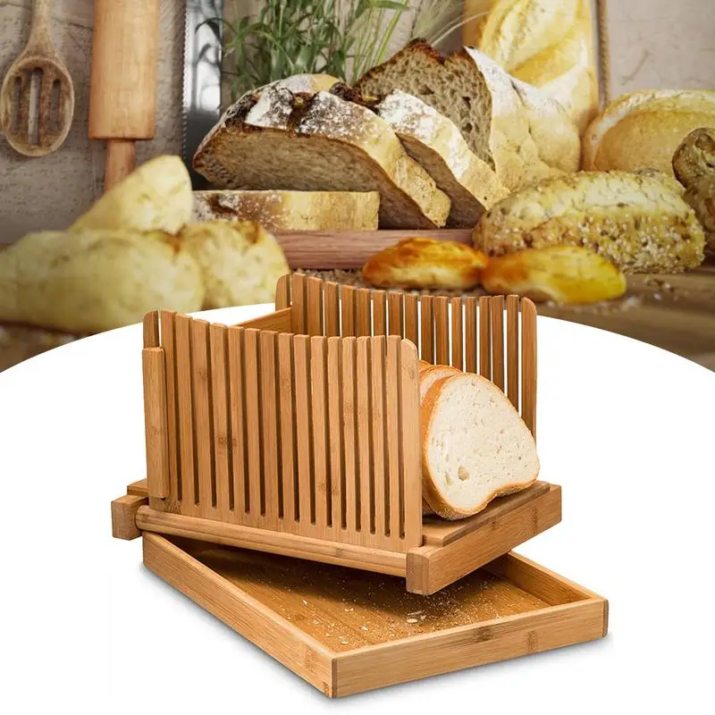 Bread Cutter, Homemade Bagel Loaf Bread Slicer Machine, Knife Cutting  Machine Guide, Large Bamboo Bread Adjustable Storage Pan Container, Toast