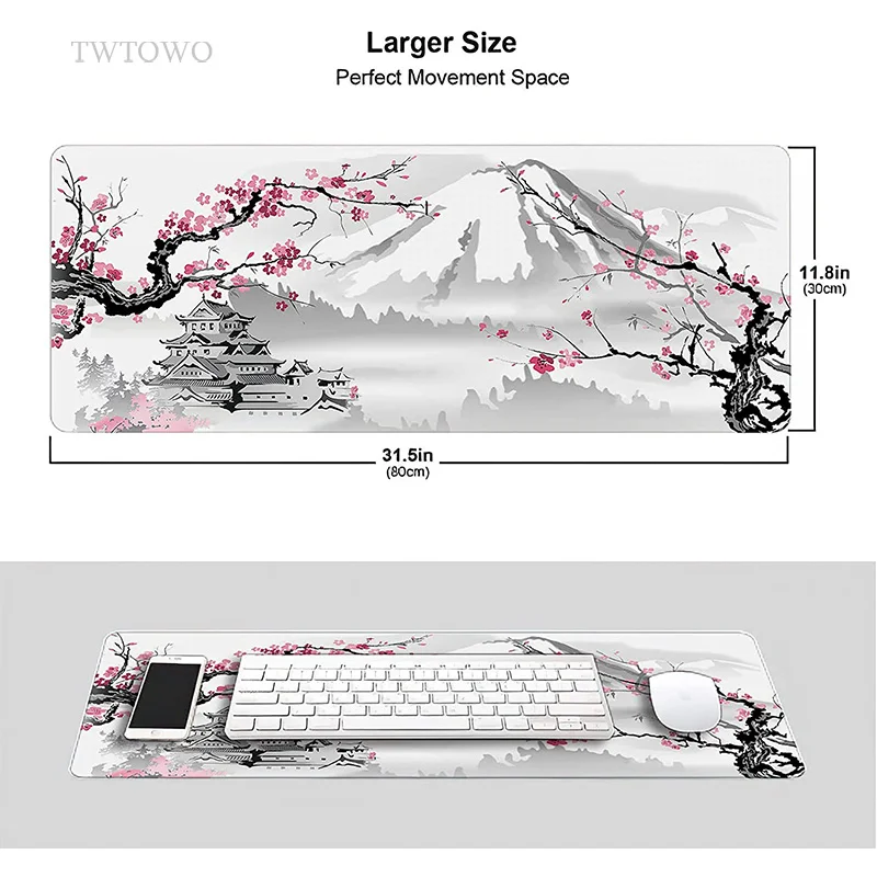 Sakura Japonês Cherry Blossom Gaming Mouse Pad Tapete de Teclado Antiderrapante Office Laptop Mouse Pad Casa xl Novo Xxl hd - Imagem 2
