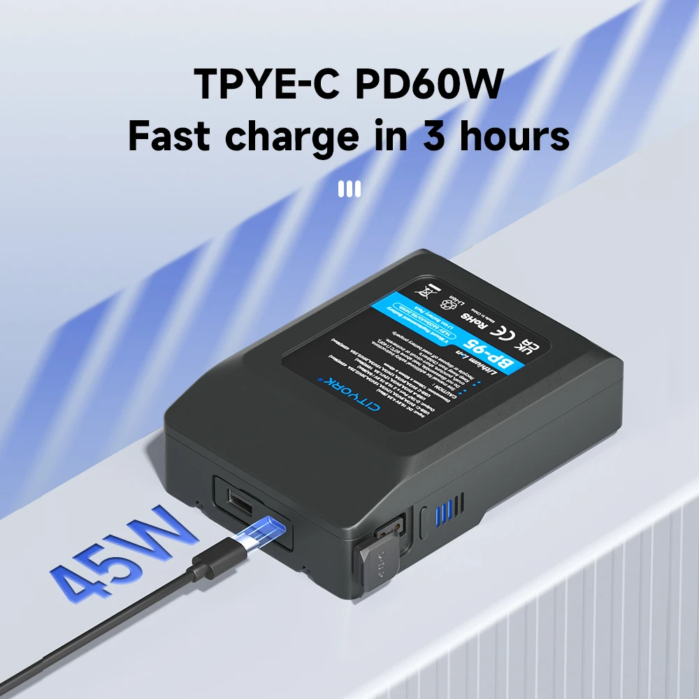 V Mount Battery Power Bank BP-95 With PD 60W Fast Charging V-Lock Battery  for LED Video Light cameras smartphones Camcorder - AliExpress
