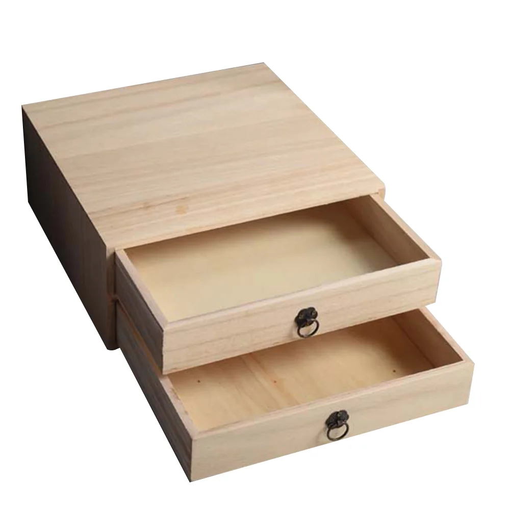 

Drawer Box Sundries Organizer Container Wooden Type Storage Multi-layer Pull-out Desktop
