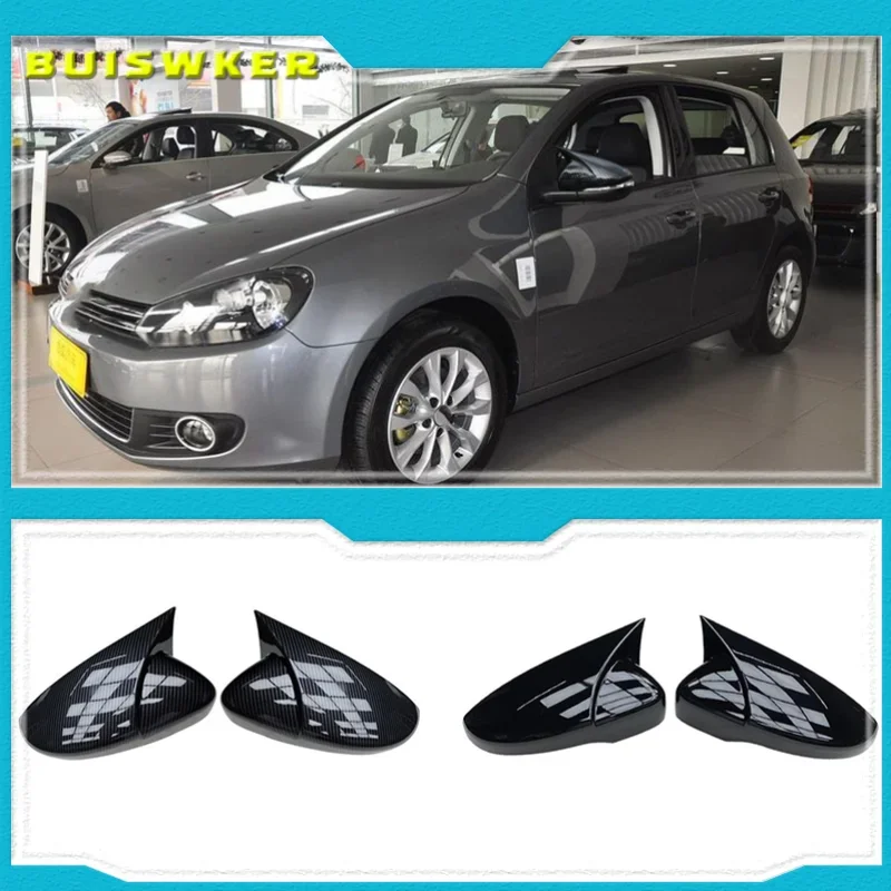 

Чехол для Volkswagen GOLF 6 VI MK6 GTI R Line R20 Touran, зеркальный чехол из углеродного волокна с рисунком, черное боковое крыло, чехол для зеркала заднего вида