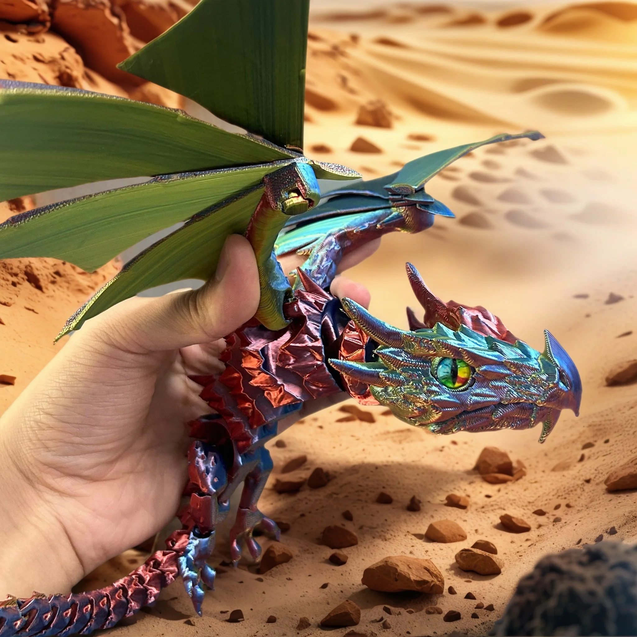 Finger-Biting Dragon with Moveable Joints - Decorative Collectible Statue