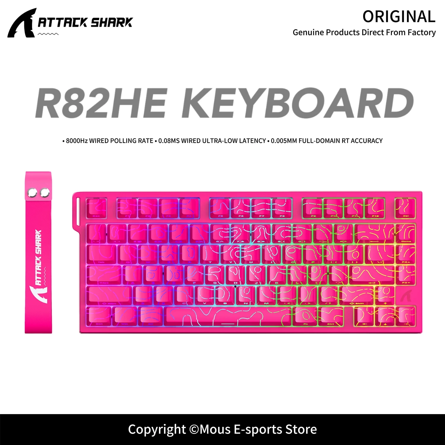 R82HE ATTACK SHARK 75% 마그네틱 앰버 샤프트 키보드 0.08ms ..