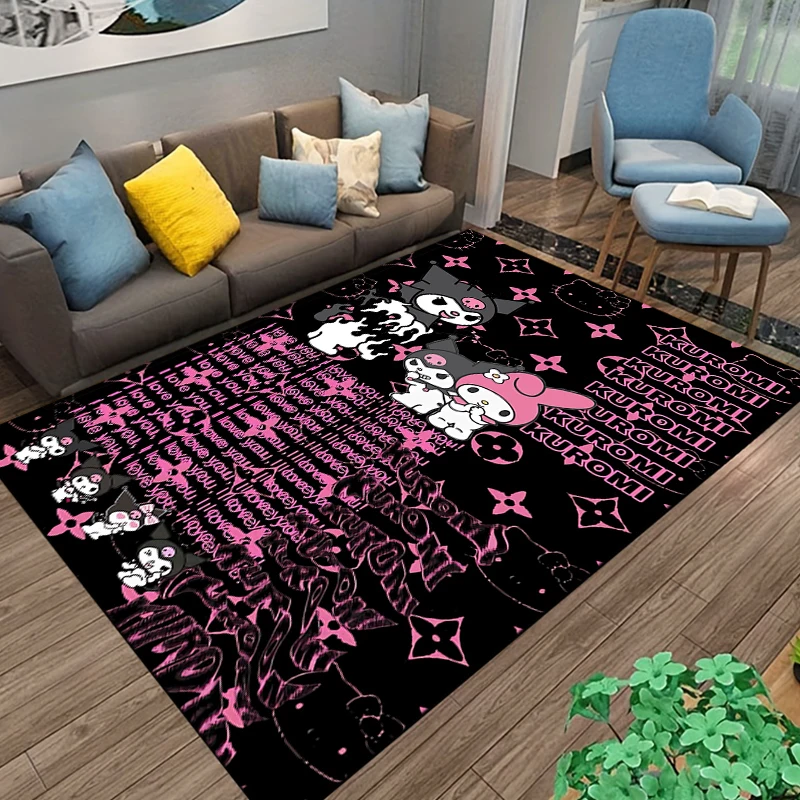 Sanrio Kuromi Carpet Yoga Living Room Decor Children's Crawling Mat Doormat Living Room Area Rug Games Area Washroom Floor Mat