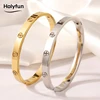 European and American stainless steel cross pattern bracelet, grand and luxurious, trendy and personalized design, simple and no 3