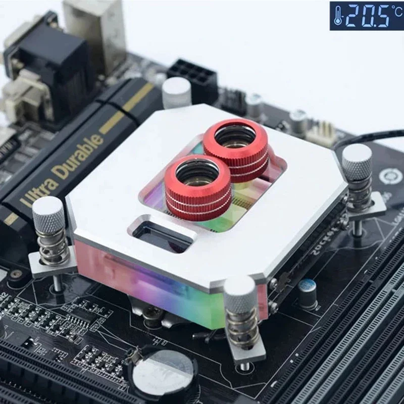 Zemod Cpu Block 2023 Display de Temperatura Lcd Tela va para Intel 1700 115x 2011 1366 775 2066 5v 12v Placa-mãe Aura Sync - Imagem 2