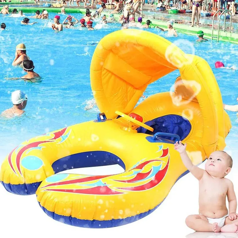 Portable Children Swim Circle Safety Swimming Inflatable Toys Water Play Games Sun Shade Baby Accessories Beach Party Float Toys 2
