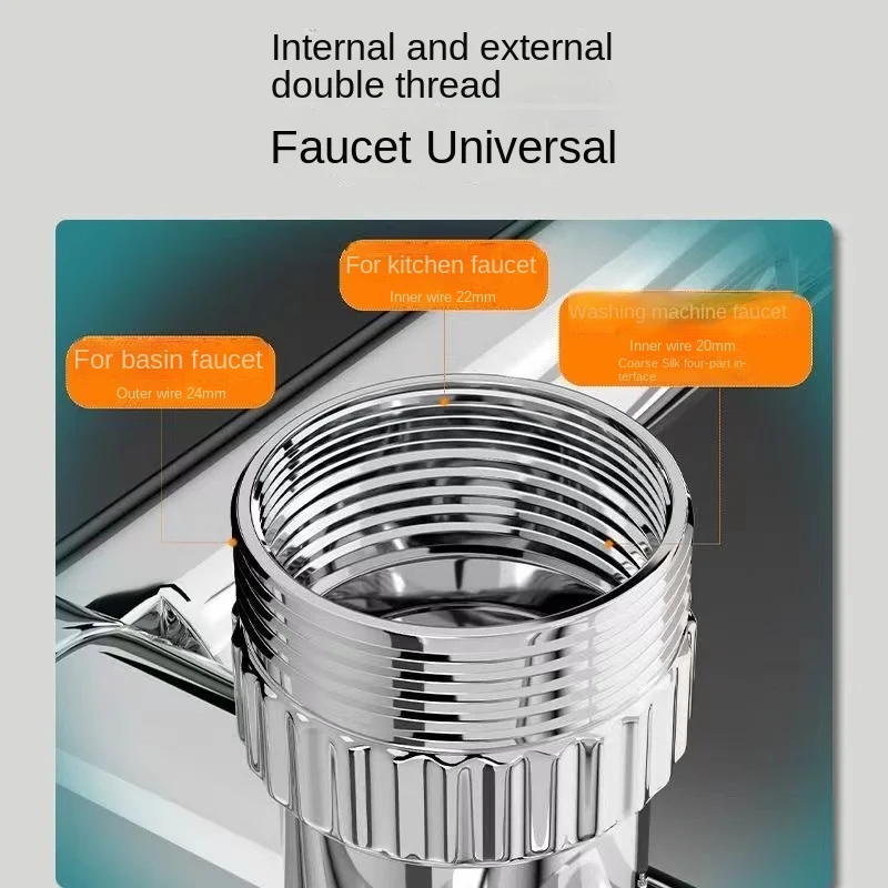 The new mechanical arm universal faucet extender lengthens the swivel universal connector of the spout preventer
