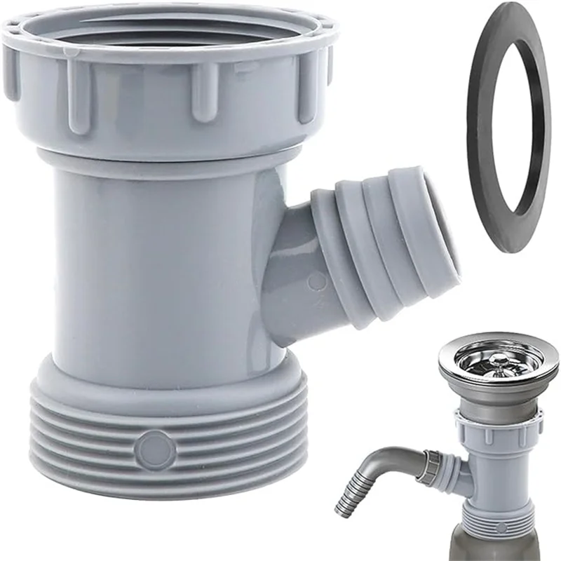 Sink Drain Pipe Adapter Y Shaped Kitchen Basin Sewer Branch Drainage Water Pipe Three Links Head Sink Connector Accessories