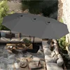 15ft Large Patio Umbrellas with Base, Outdoor Double-Sided Rectangle Market Umbrella for Pool Lawn Garden, Light Gray 1