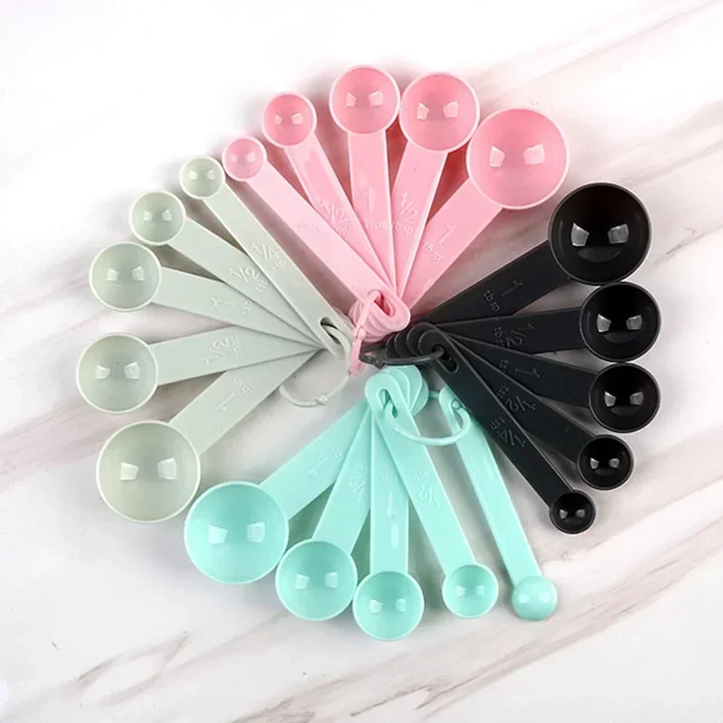 Cups Spoons Set Pure Color Measuring Tools PP Plastic Kitchen Accessories Portable Stackable Combination 10Pcs/Set kitchen measuring spoons,measuring spoon set,electronic measuring spoon,measuring cup and spoon set