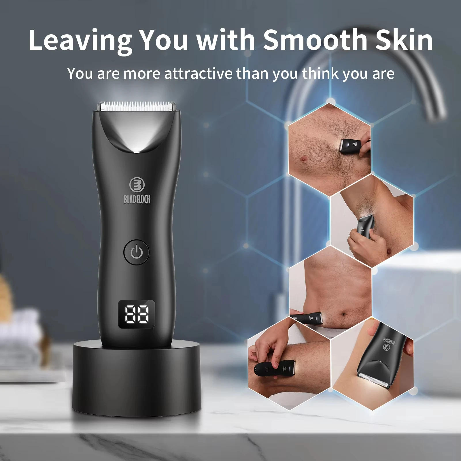 Hair Trimmer Professional Groin Body Hair Trimmer Ball Shaver for Men Body Grooming Clipper Rechargeable Ceramic Trimmer Bikini Epilator