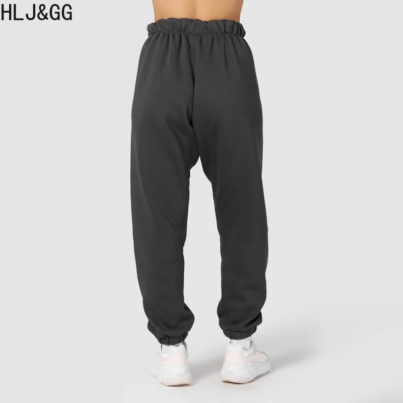 HLJ&GG Fall Winter Women Jogger Pants Casual Solid Color High Waisted Sweatpants Female Matching Sporty Trousers Bottoms 2023