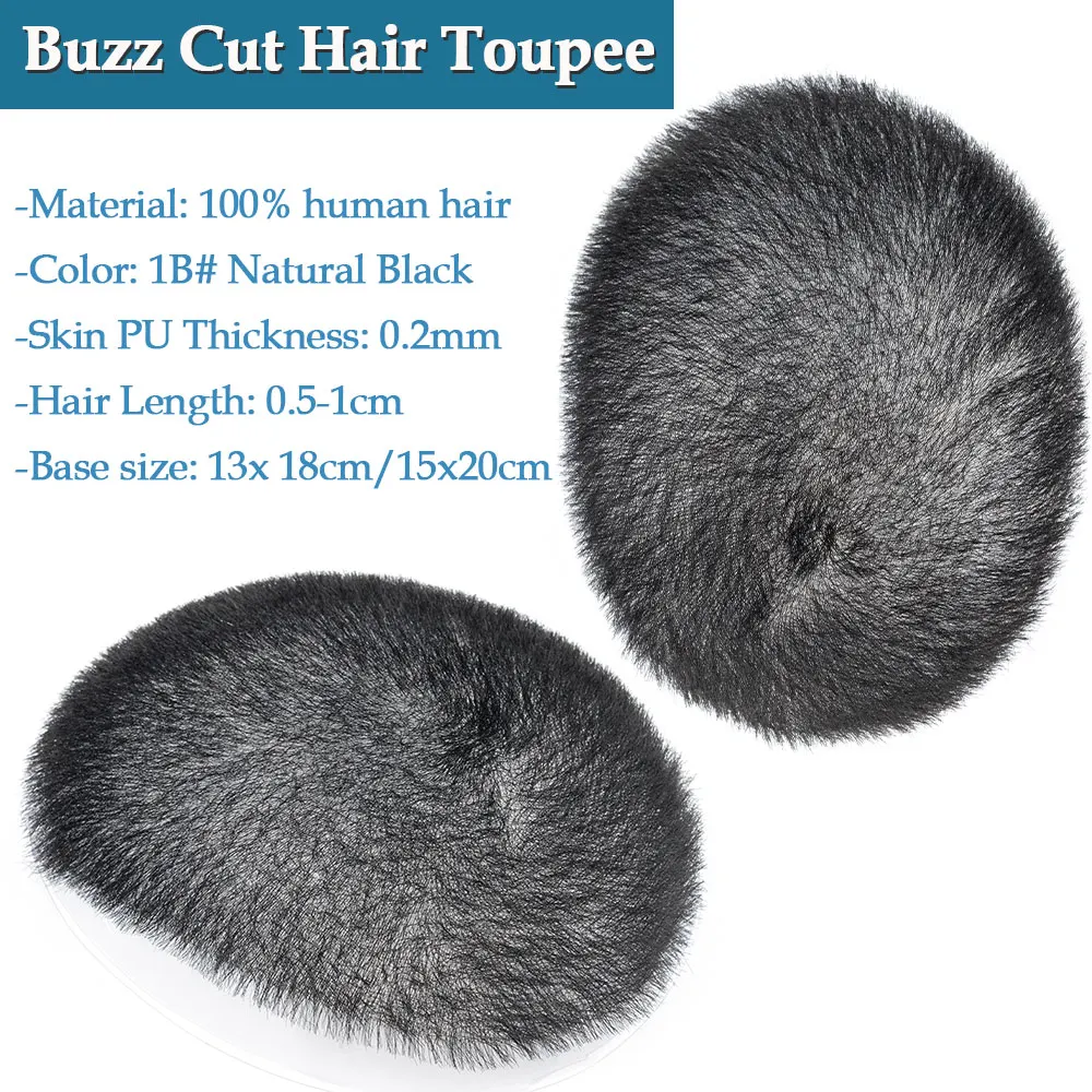 5x7/6x8 Short Buzz Cut Hair Men Toupee Thin Skin PU Human Hair System for Men Replacement Systems Men's Capillary Prothesis 5