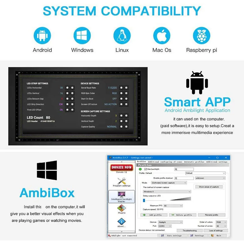  TV PC   Ʈ, RGBIC LED Ʈ, HDTV ǻ  ȭ, ÷ ũ, Ʈ  , ںƮ 