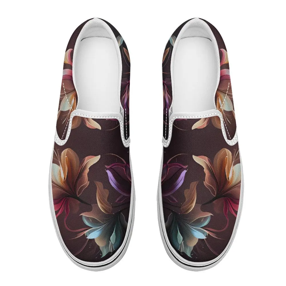 

Flower DIY Design Slip On Canvas Men's Walking Loafers Lightweight Comfortable Wide Soft Women's Flats Loafers