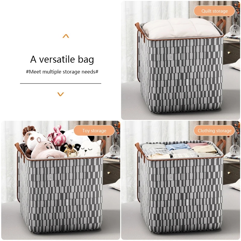 Quilt Organizer Storage Bag With Handle Clothes Quilt Luggage Moisture-Proof Storage Bag With Lids Large Capacity Organizer Box storage mesh bag