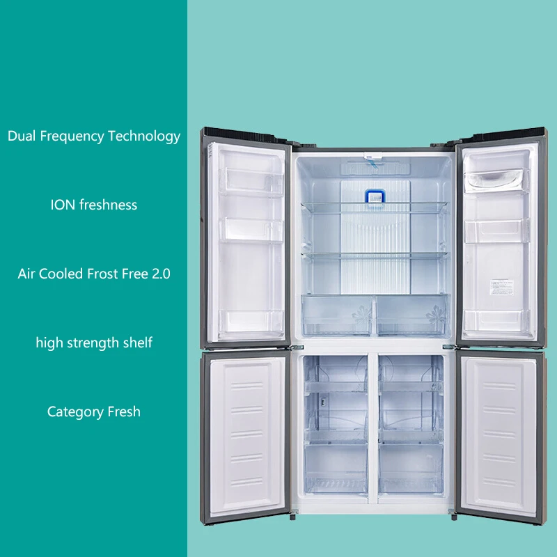 Side-by-side Refrigerator Touch Screen Black Stainless Steel 4 Door French Door Refrigerator