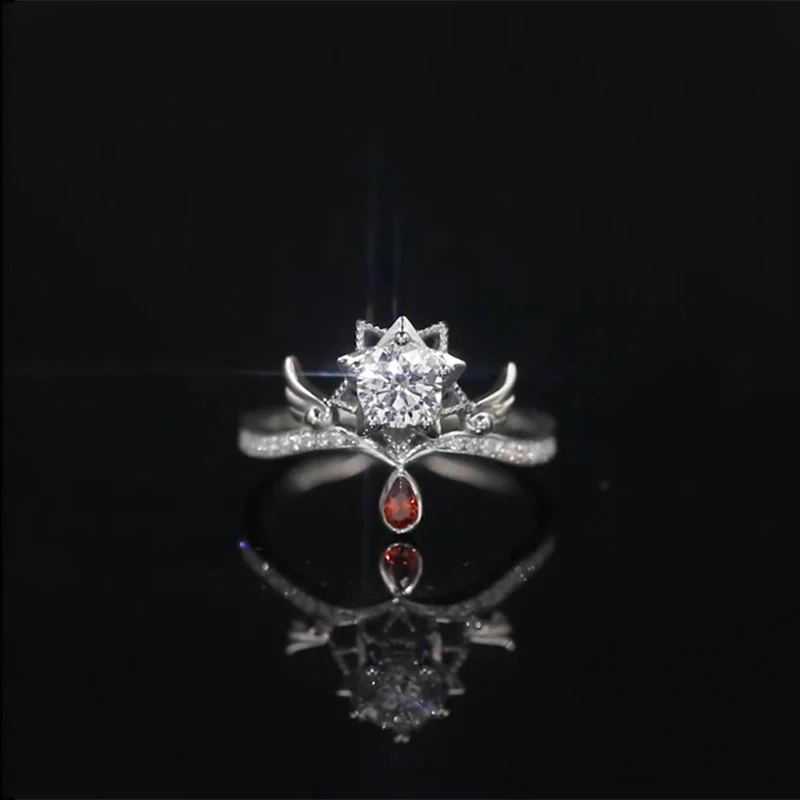 New in 925 sterling silver inlay ruby light luxury gemstone stars engagement rings for women exquisite cute jewelry gifts