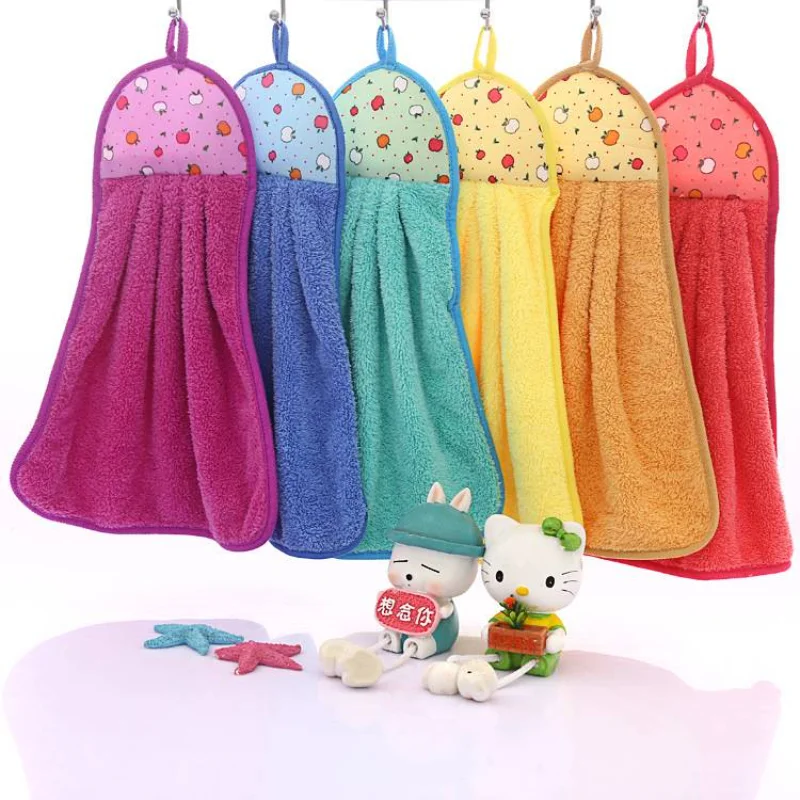 PRATIQUE 3 Pack Cute Hand Towels, Bathroom Towels with Hanging Loop,  Children Hand Towel Animals, Microfiber Coral Fleece Absorbent Hand Towel  for