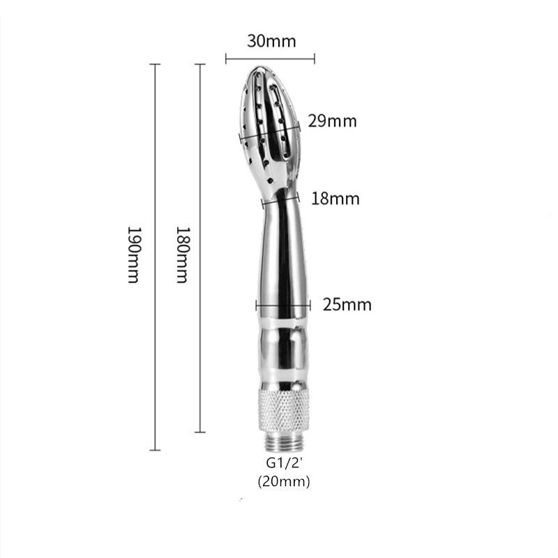New Aluminum Alloy Silver Bidet Anal Enema Shower Head Anus Cleaning Wash Douche Portable Sprayer Thread G1/2' 3