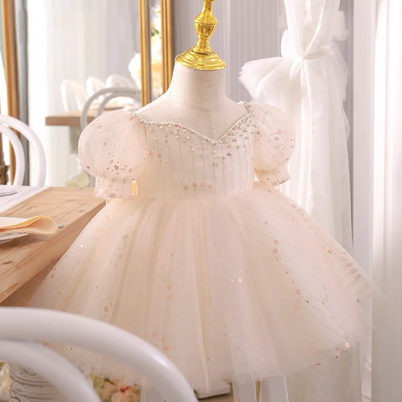 

Baby Girl Flower Dress Kids Bridemaid Wedding Dresses For Children White Ball Gowns Girls Boutique Party Wear Elegant Frocks