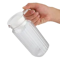 Cold Water Bottle Acrylic Transparent Juice Bottle Striped Water Ice Cold Juice Jug with Lid for Bar Home Restaurant Coffee Shop 3