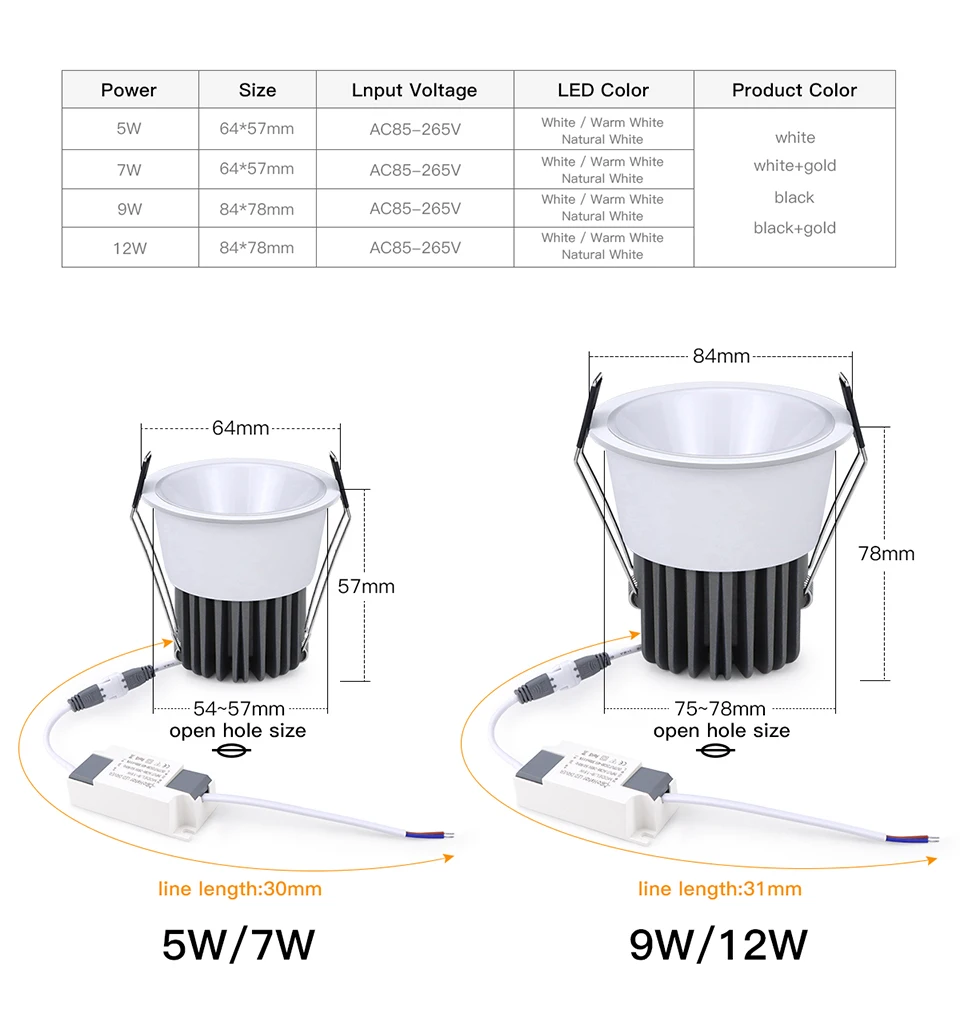 Aluminum LED Spotlight Recessed Downlight Image 3