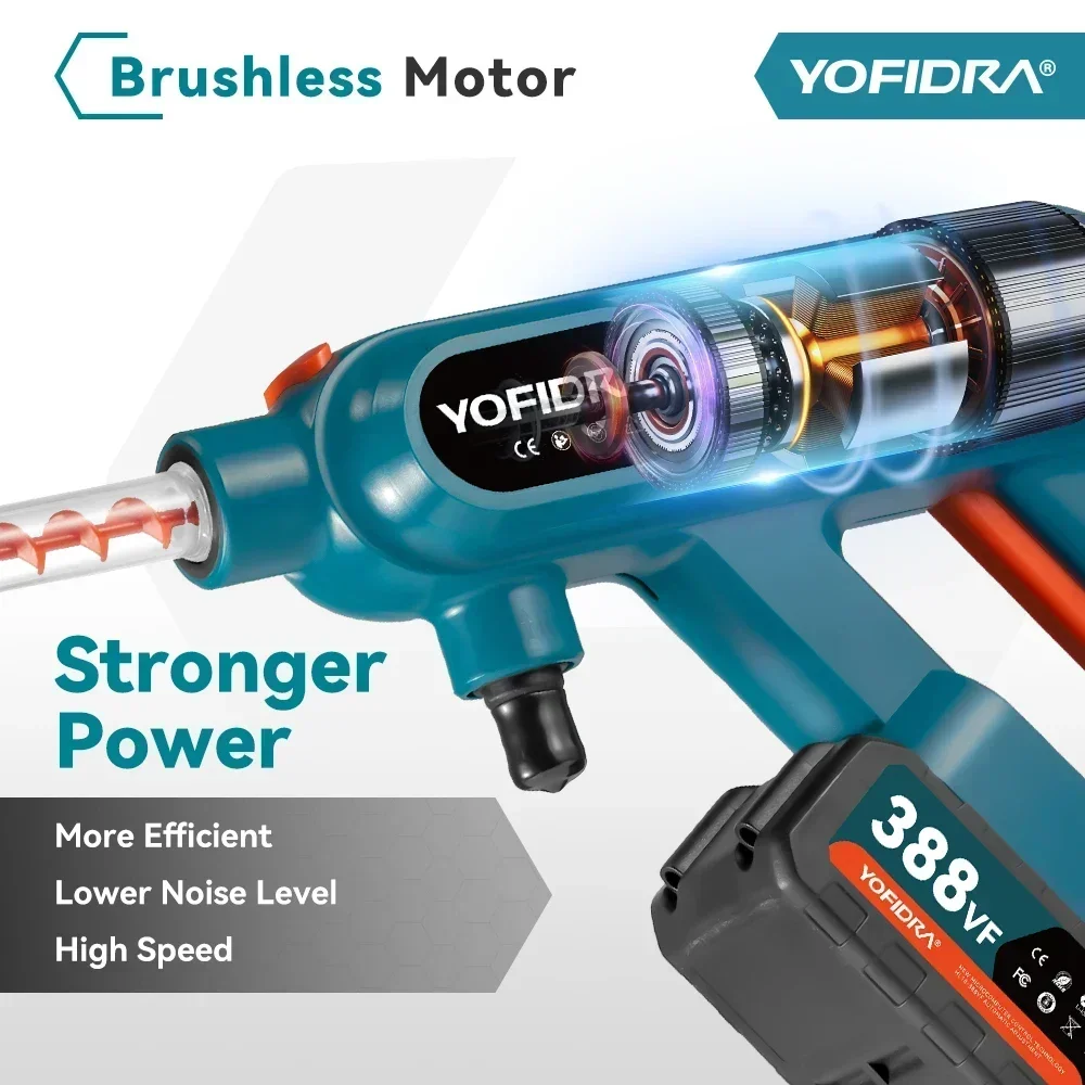 YOFIDRA 250Bar Brushless Electric High Pressure Washer Gun 3 Gear Power Home Car Washing Water Spray Gun for Makita 18V Battery 3