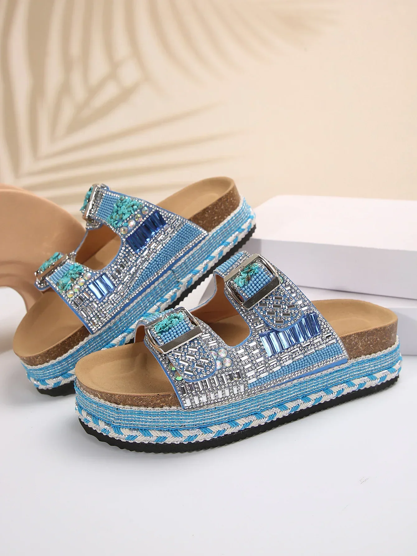 Women Platform Flip Flops Outdoor Beach Slippers Summer Sneakers Sequin Platform Shoes Sandals